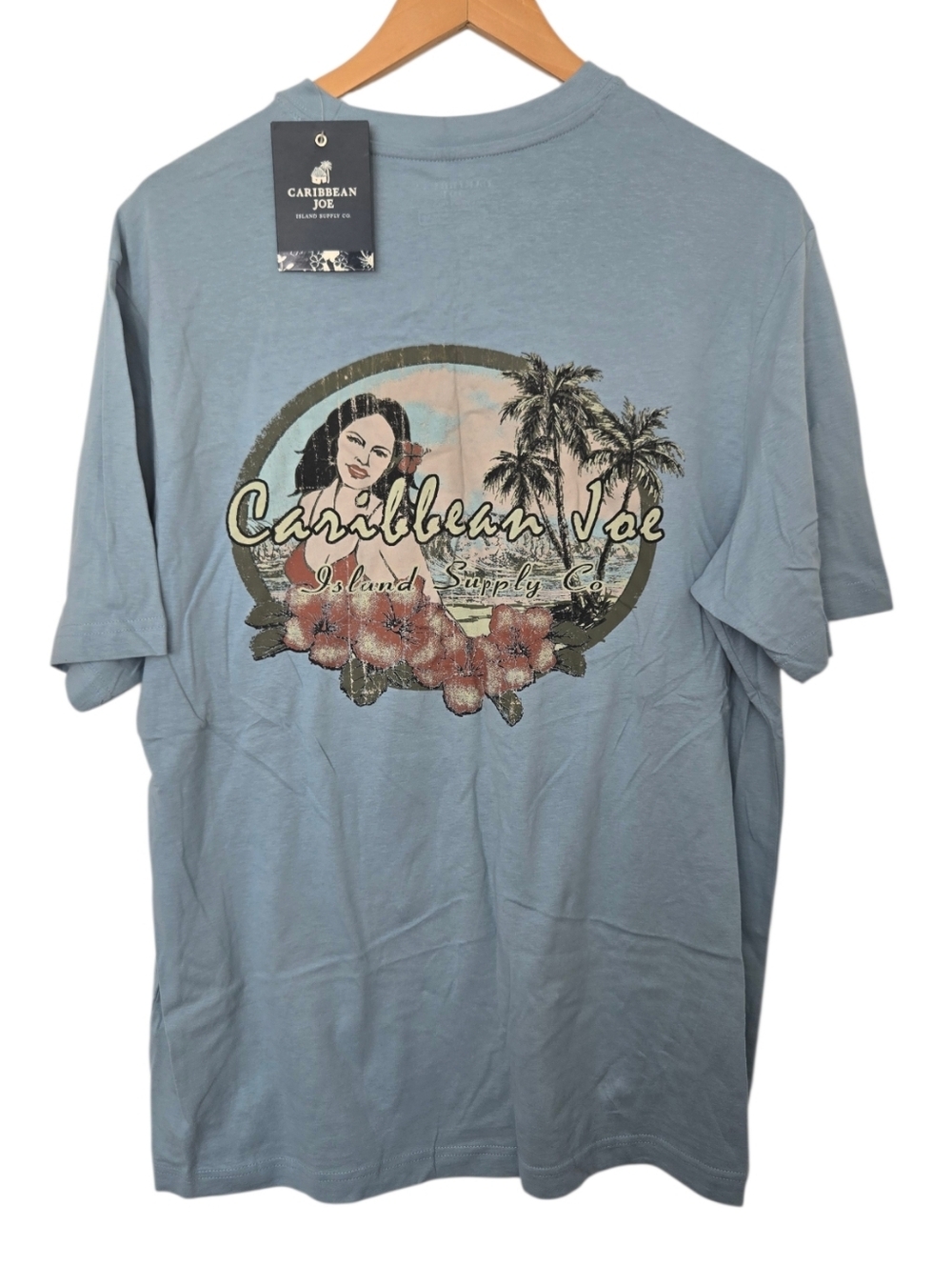Caribbean Joe Graphic Tee Beach Tropical Palm Tree Shirt NWT Size Medium